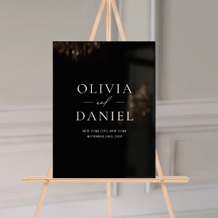 Elegant Black Wedding Minimalist Welcome Sign