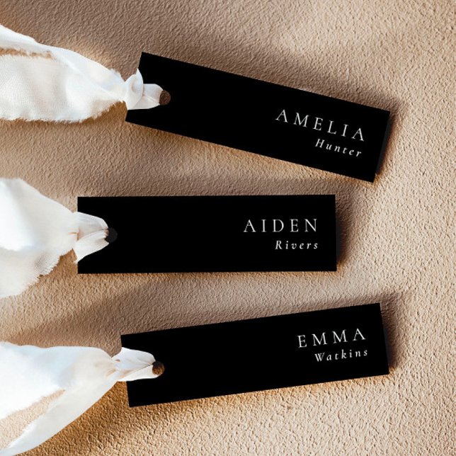Elegant Black Wedding Name Place Cards (Delivered untrimmed)