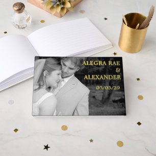 Elegant Black Wedding Photo Guest Book