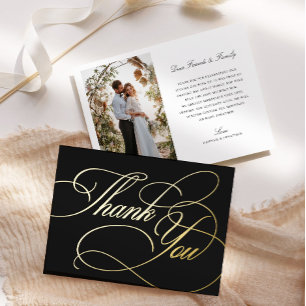 Elegant Black Wedding Photo Thank You