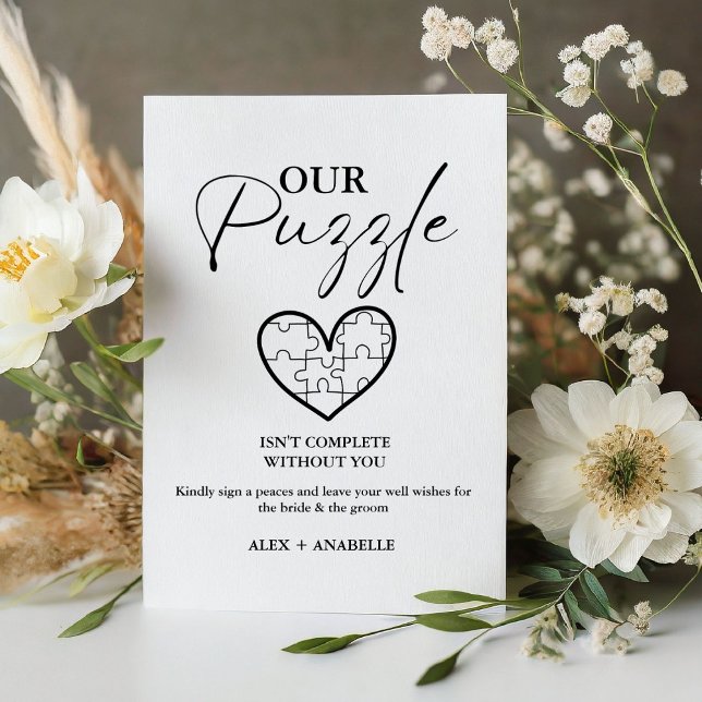 Elegant Black Wedding Puzzle Guestbook Sign (Creator Uploaded)