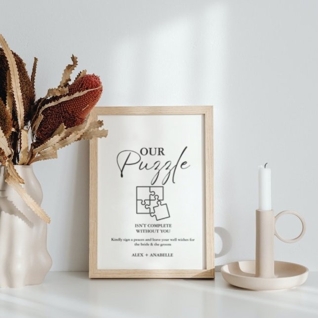 Elegant Black Wedding Puzzle Guestbook Sign (Creator Uploaded)