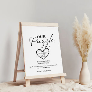 Elegant Black Wedding Puzzle Guestbook Sign
