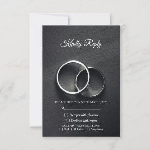 Elegant Black Wedding RSVP Card Rings