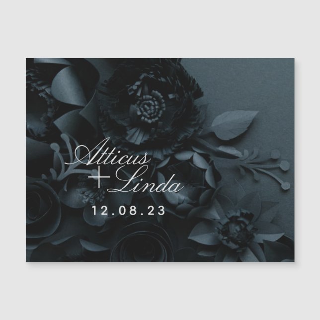Elegant Black Wedding save thank you card (Front)