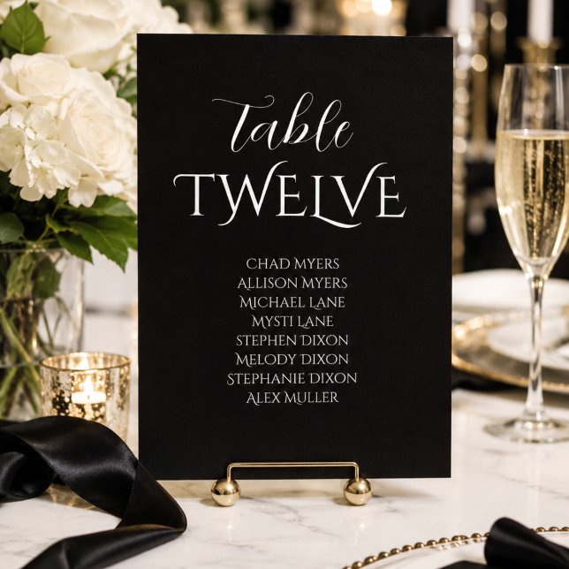 Elegant Black Wedding Seating Chart Card (Creator Uploaded)