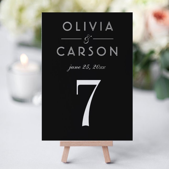 Elegant Black Wedding Table Number Card (Creator Uploaded)