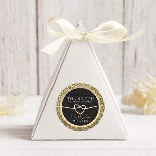 Elegant Black Wedding Thank You Classic Round Sticker