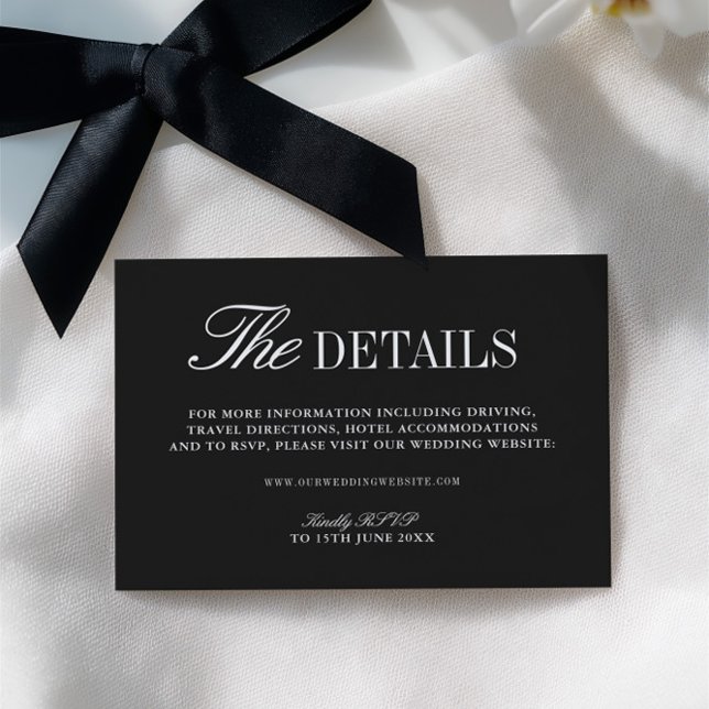 Elegant Black Wedding Website Enclosure Card (Elegant Black Wedding Website Enclosure Card)