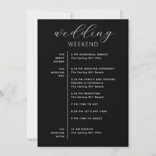 Elegant Black Wedding Weekend Timeline & Welcome Invitation
