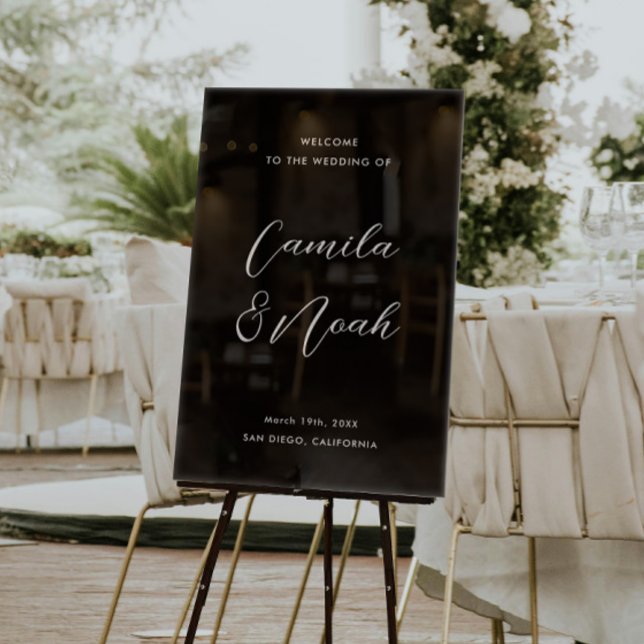 Elegant Black Wedding Welcome  Acrylic Sign (Creator Uploaded)