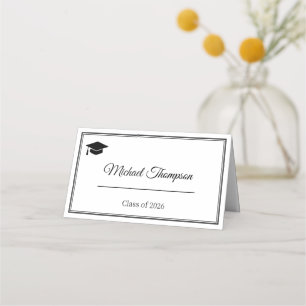 Elegant Black & White 2026 Graduation Place Card