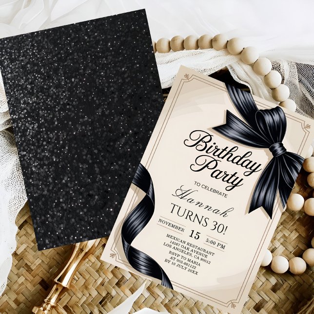Elegant Black & White 30th Birthday Invitation (Creator Uploaded)