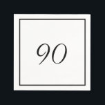 Elegant Black White 90th Birthday Napkin<br><div class="desc">An elegant black and white design with an age on the front of the custom napkin.
Easily change the age for your own custom design.</div>