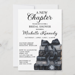 Elegant Black & White A New Chapter Bridal Shower  Invitation