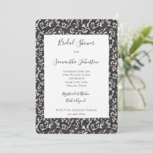 Elegant Black White Abstract Bridal Shower Invitation