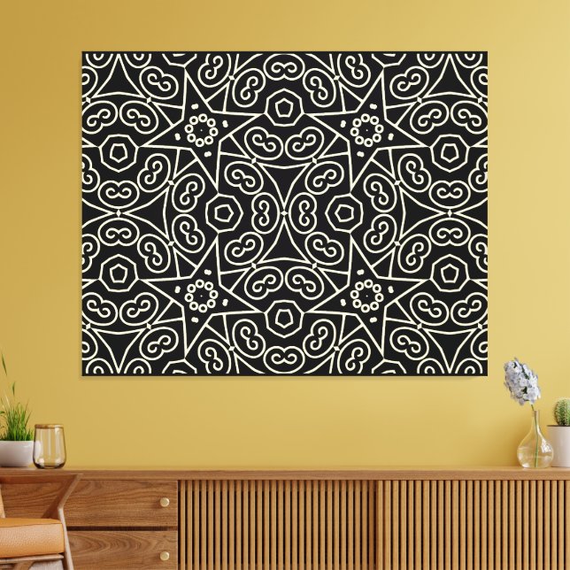 Elegant Black & White Abstract Geometric Pattern  Canvas Print (Insitu(LivingRoom))