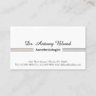 Elegant Black&White Abstract Line Anesthesiologist Business Card