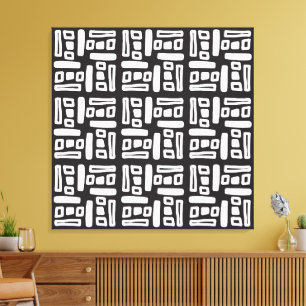 Elegant Black &White Abstract Pattern Canvas Print