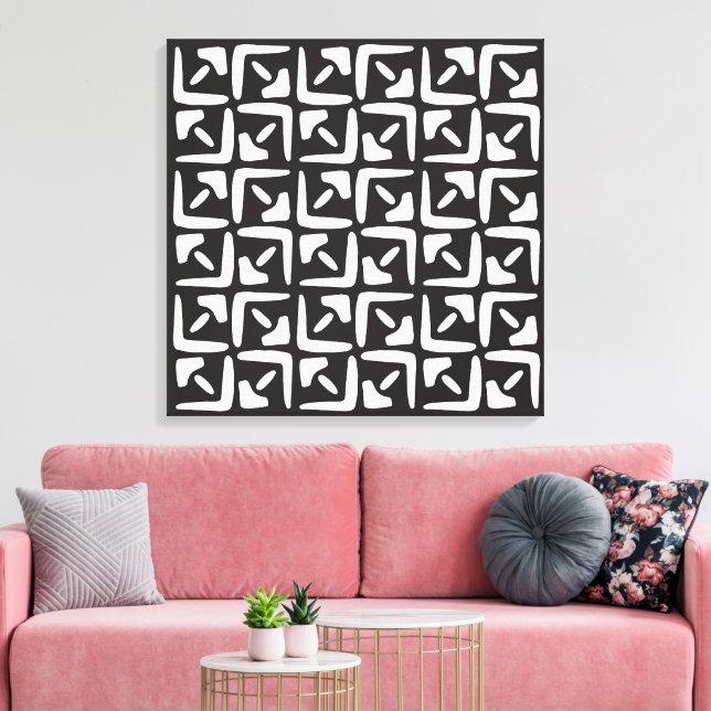 Elegant Black &White Abstract Pattern Canvas Print (Insitu(LivingRoom))