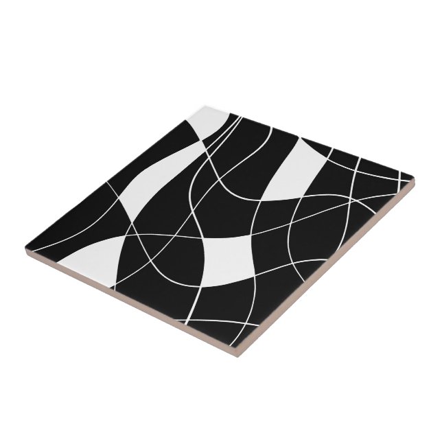 Elegant black &white abstract pattern tile (Side)