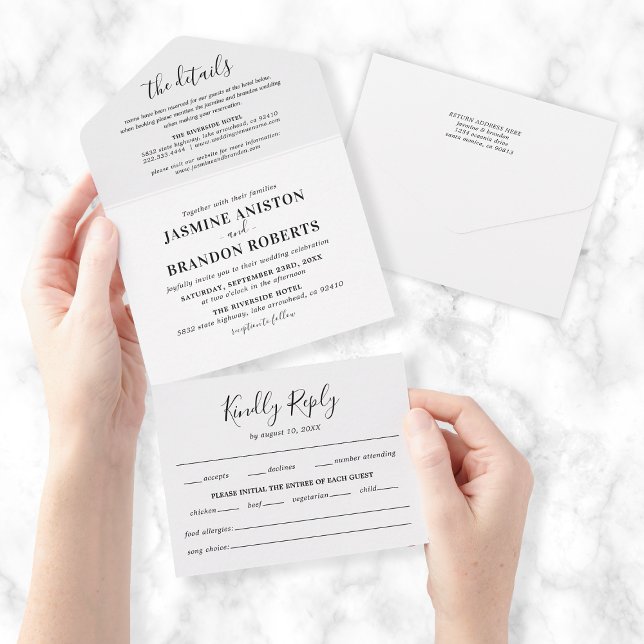 Elegant Black & White All in One Wedding Invite (Creator Uploaded)