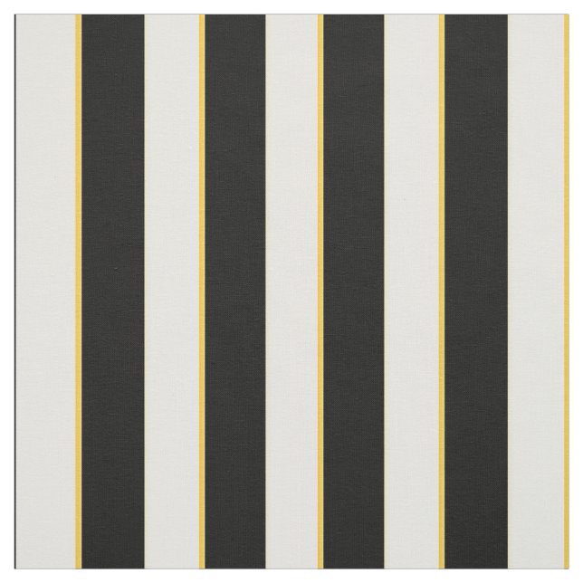 Elegant Black, White and Gold Stripes Fabric (Swatch)