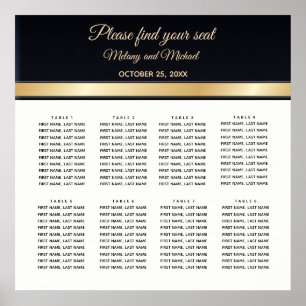 Elegant black white and gold wedding Seating Chart