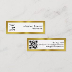 Elegant Black White and Gold Your Logo and QR Code Calling Card