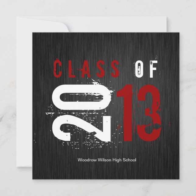 Elegant Black, White and Red Class of 2013 Invitation (Front)