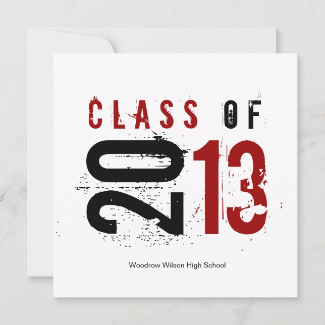 Elegant Black, White and Red Class of 2013 Invitation (Front)