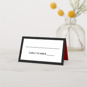 Elegant Black, White, and Red Place Card
