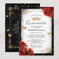 Elegant Black White and Red Quinceanera