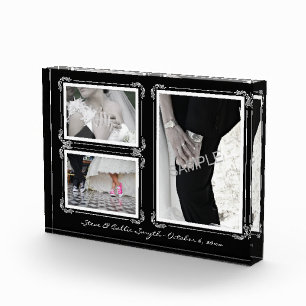 Elegant Black/White Art Deco 3 Photo Keepsake