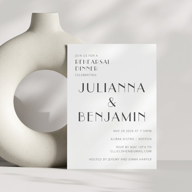 Elegant Black White Art Deco Rehearsal Dinner  Invitation (Creator Uploaded)