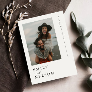 Elegant Black & White Beach Wedding Photo Invitation