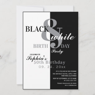 Elegant Black & White Birthday Party Invitation