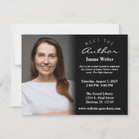 Elegant Black & White Book Launch Photo Invitation