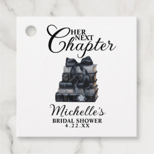Elegant Black & White Book Themed Bridal Shower Favour Tags