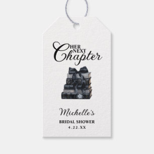Elegant Black & White Book Themed Bridal Shower  Gift Tags