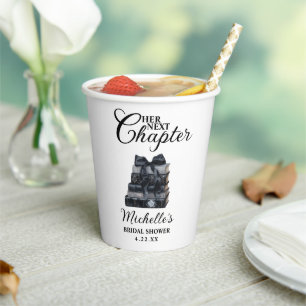 Elegant Black & White Book Themed Bridal Shower  Paper Cups