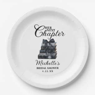 Elegant Black & White Book Themed Bridal Shower  Paper Plate