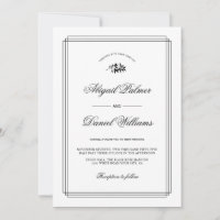 Elegant black, white branch and border wedding