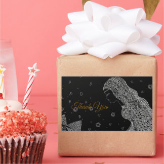 Elegant Black & White Bridal Shower Thank You Rectangular Sticker