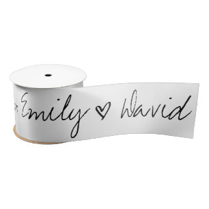 Elegant Black White Bride & Groom Names Wedding Sa Satin Ribbon