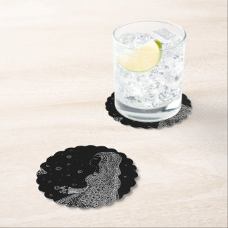Elegant Black & White Bride Silhouette Paper Coaster