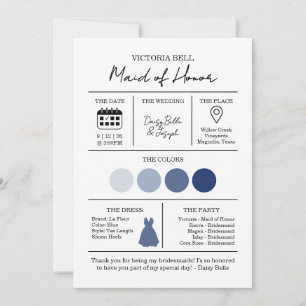 Elegant Black & White Bridesmaid Information Card