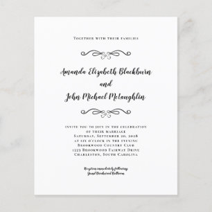 Elegant Black & White Budget Wedding Invitation