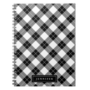 Elegant Black & White Buffalo Plaid Pattern Notebook