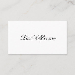 Elegant Black White Calligraphy Aftercare Lashes Business Card
